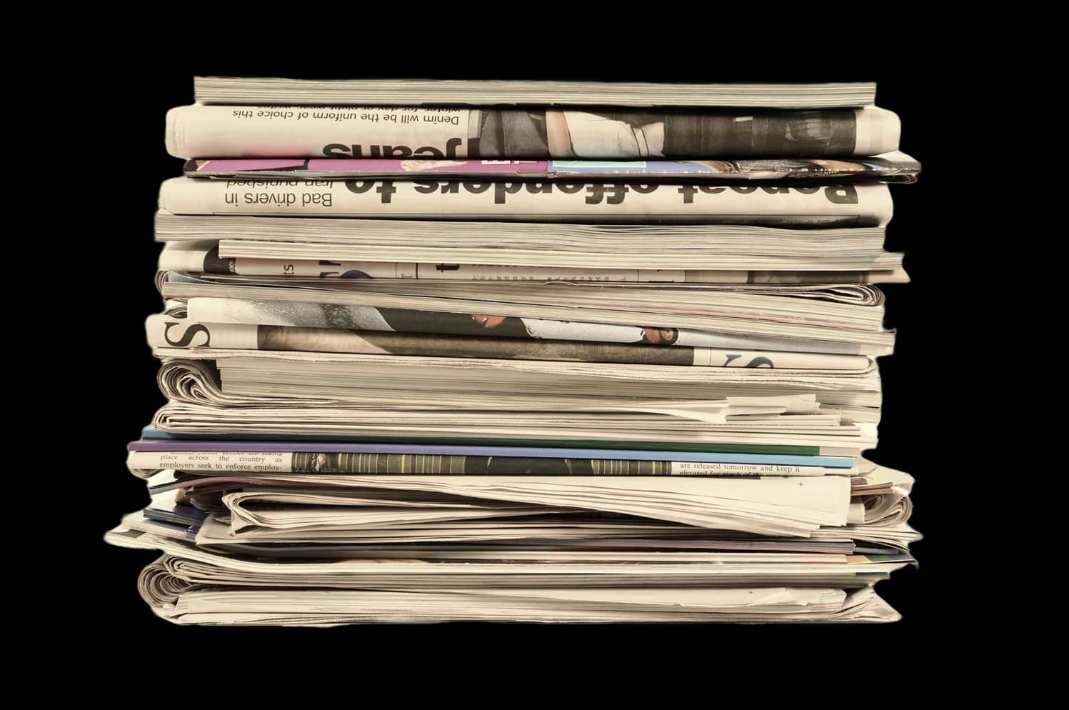 A stack of published newspapers